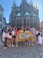 Leadership for Social Good study abroad participants at the Prague castle
